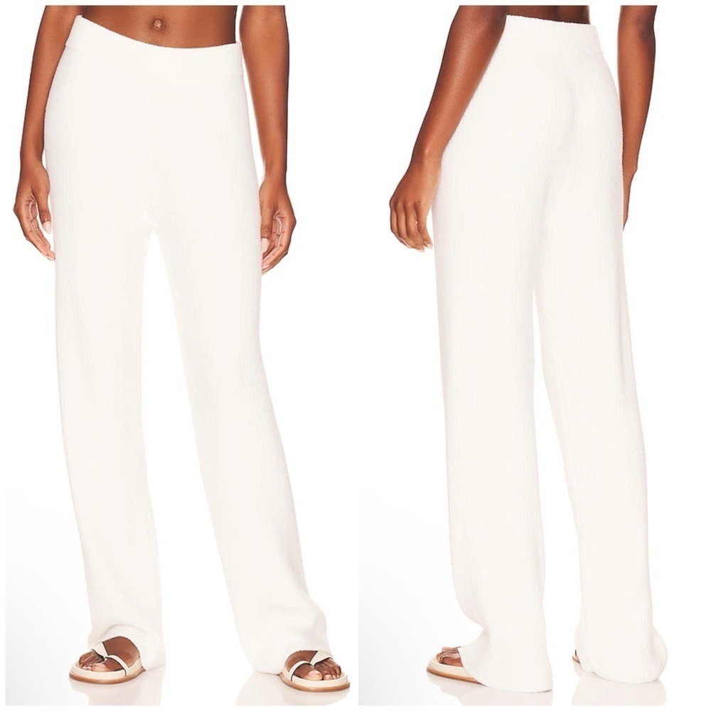 Spiritual Gangster Cozy Cropped Rib Pant in Cream Size M